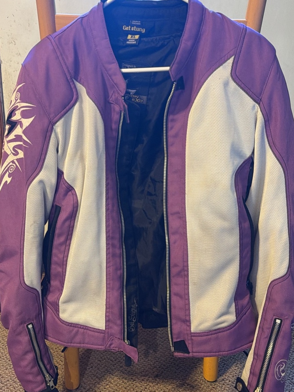 Women's Purple and White Motorcycle Jacket